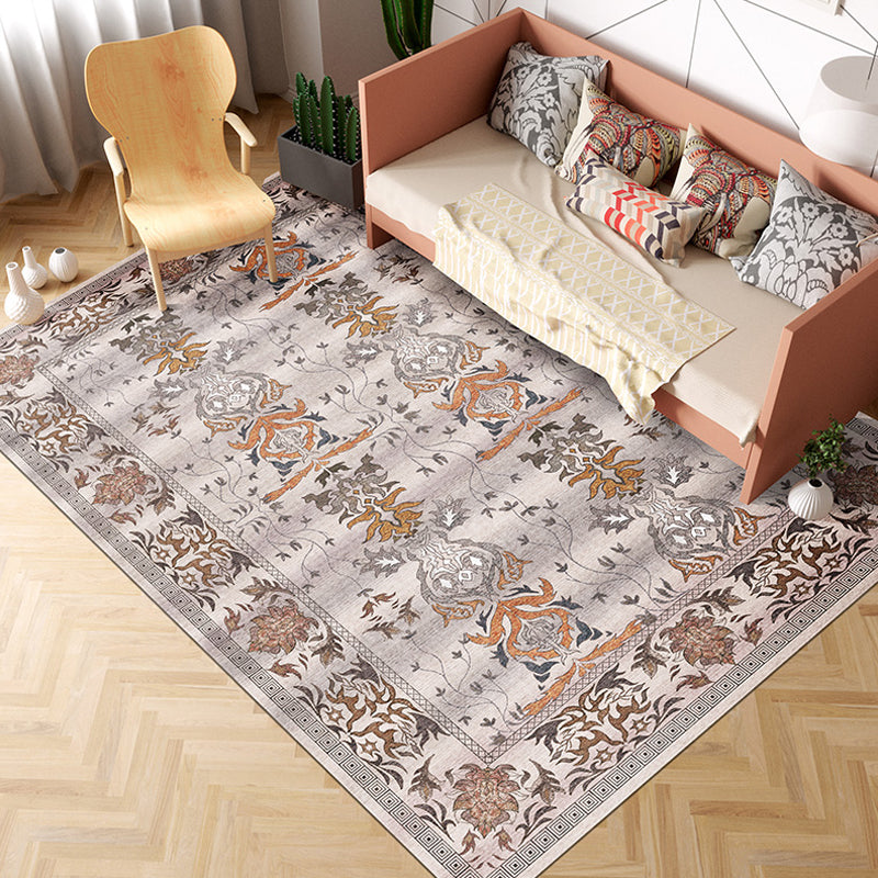 Lisslune | Pink Shabby Chic Carpet Polyester Tribal Floral Pattern Carpet Pet-Friendly Washable Non-Slip Back Carpet for Decoration