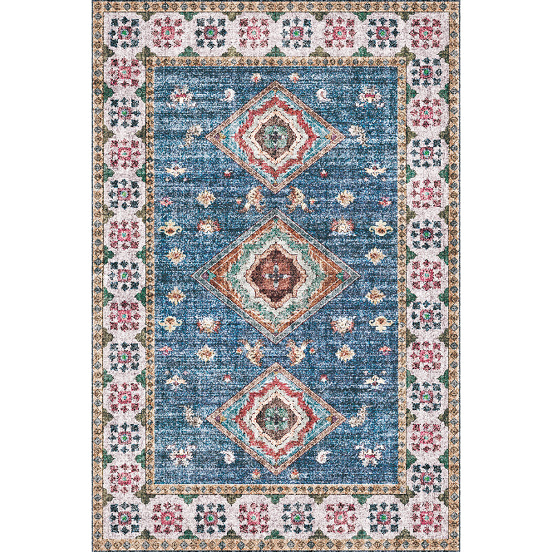 Lisslune | Pink Shabby Chic Carpet Polyester Tribal Floral Pattern Carpet Pet-Friendly Washable Non-Slip Back Carpet for Decoration