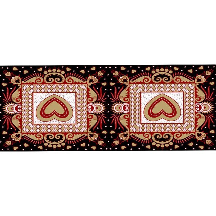 Lisslune | Unique Heart Pattern Rug Black and Green Moroccan Rug Polyester Pet-Friendly Non-Slip Back Washable Rug for the Living Room