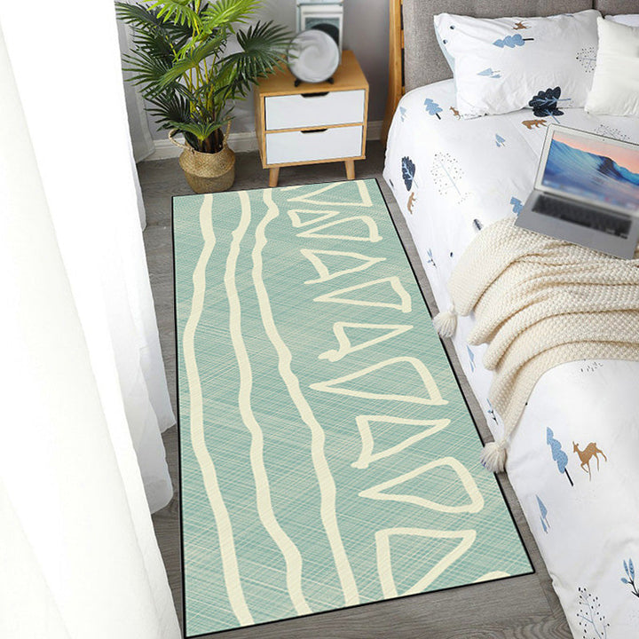 Lisslune | Unique Heart Pattern Rug Black and Green Moroccan Rug Polyester Pet-Friendly Non-Slip Back Washable Rug for the Living Room