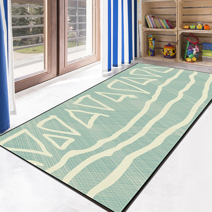 Lisslune | Unique Heart Pattern Rug Black and Green Moroccan Rug Polyester Pet-Friendly Non-Slip Back Washable Rug for the Living Room