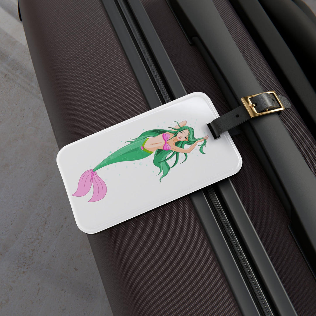 Lisslune | Stylish mermaid-themed acrylic luggage tag set with custom leather strap