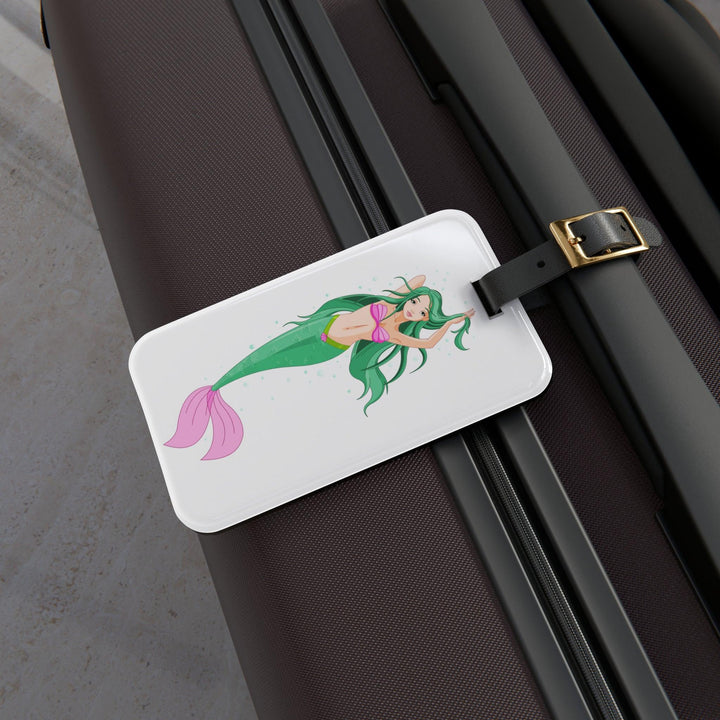 Lisslune | Stylish mermaid-themed acrylic luggage tag set with custom leather strap