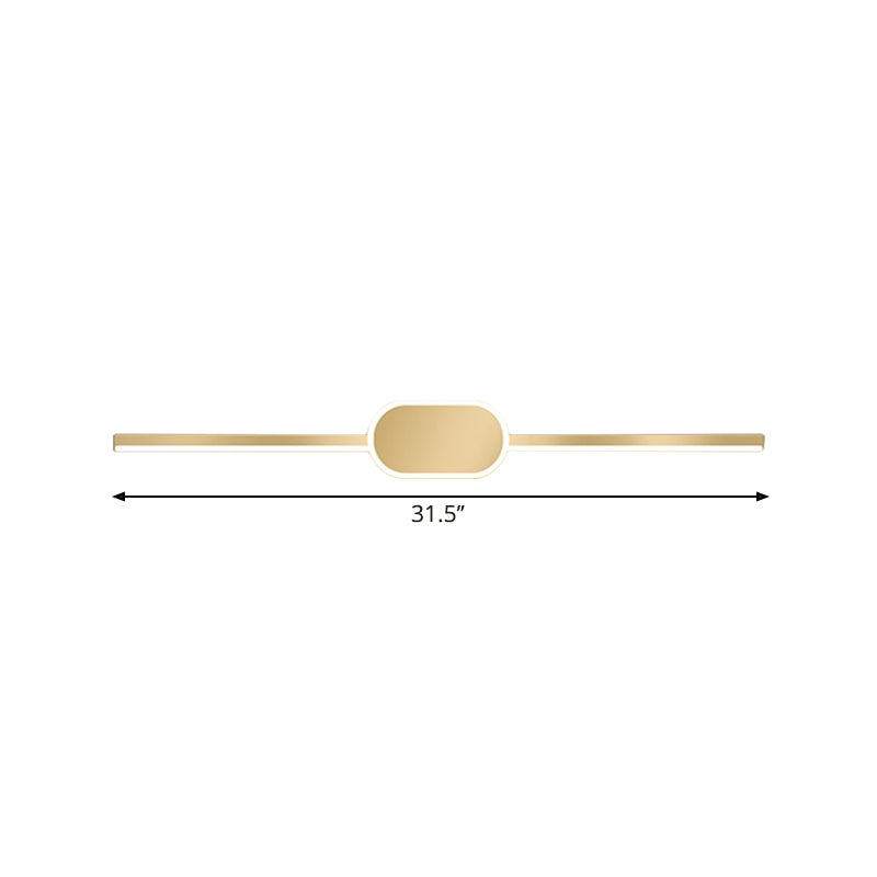 Lisslune | 16"/23.5"/31.5" W Linear Wall Light Simple Style Metal LED Gold Wall Mounted Lighting Unit