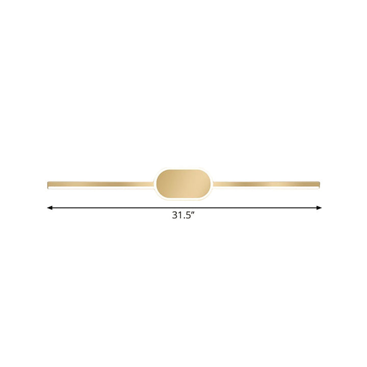 Lisslune | 16"/23.5"/31.5" W Linear Wall Light Simple Style Metal LED Gold Wall Mounted Lighting Unit