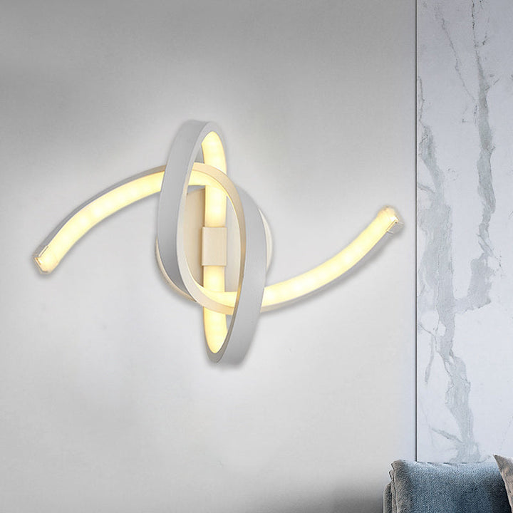 Lisslune | Knotted Linear Wall Lamp Modernist Metallic LED White Wall Lamp Lighting
