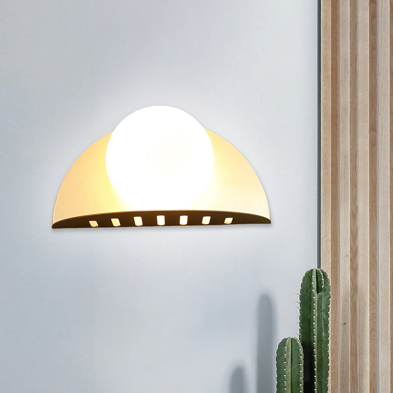 Lisslune | Sphere Opaline Glass Wall Mount Lighting Contemporary 1 Lamp Gold Wall Lamp Fixture