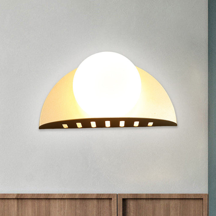 Lisslune | Sphere Opaline Glass Wall Mount Lighting Contemporary 1 Lamp Gold Wall Lamp Fixture