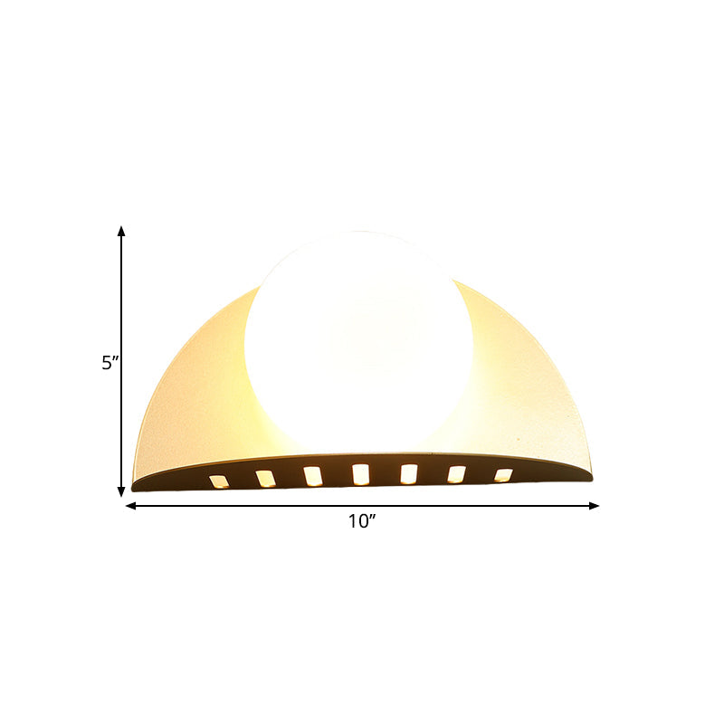 Lisslune | Sphere Opaline Glass Wall Mount Lighting Contemporary 1 Lamp Gold Wall Lamp Fixture