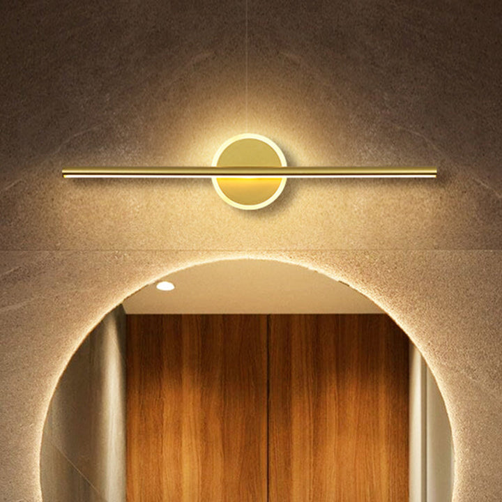 Skørter | Metal Linear and Round Vanity Wall Lamp Minimalism LED Wall Lighting in Gold, 16"/23.5"/31.5" Width