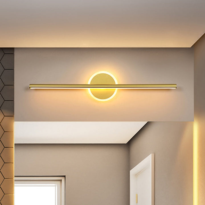 Skørter | Metal Linear and Round Vanity Wall Lamp Minimalism LED Wall Lighting in Gold, 16"/23.5"/31.5" Width