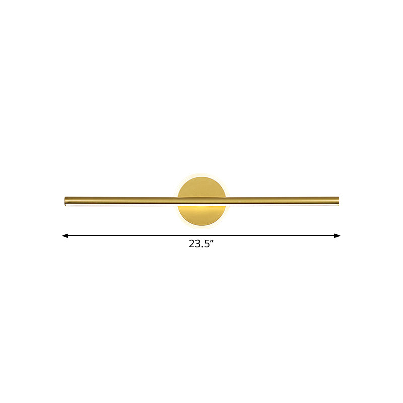 Skørter | Metal Linear and Round Vanity Wall Lamp Minimalism LED Wall Lighting in Gold, 16"/23.5"/31.5" Width