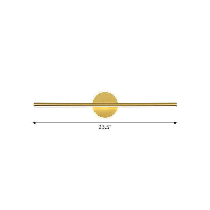 Skørter | Metal Linear and Round Vanity Wall Lamp Minimalism LED Wall Lighting in Gold, 16"/23.5"/31.5" Width