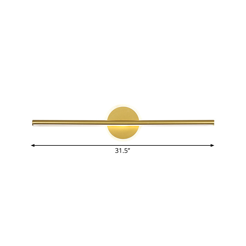Skørter | Metal Linear and Round Vanity Wall Lamp Minimalism LED Wall Lighting in Gold, 16"/23.5"/31.5" Width
