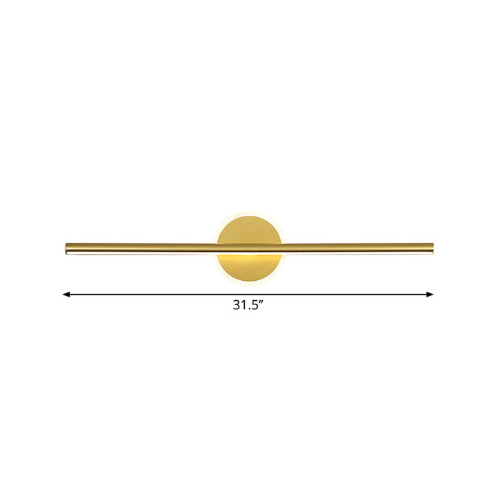Skørter | Metal Linear and Round Vanity Wall Lamp Minimalism LED Wall Lighting in Gold, 16"/23.5"/31.5" Width