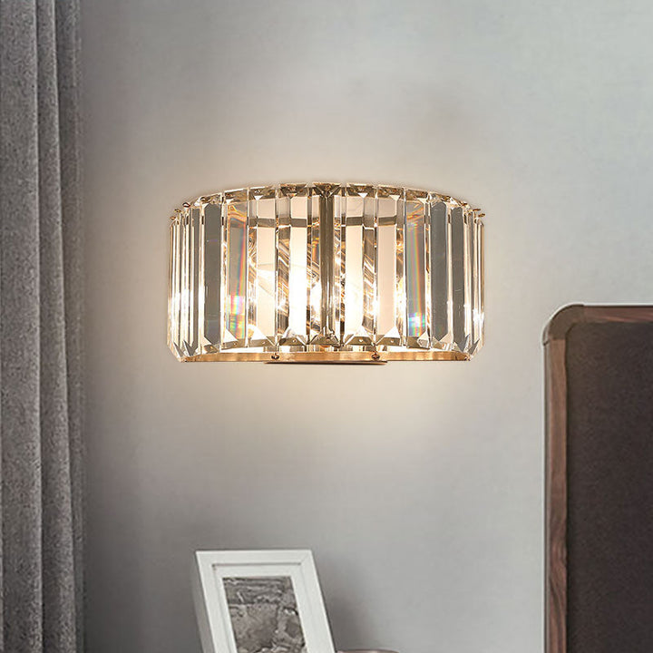 Lisslune | Modern Hemisphere Wall Lighting Faceted Crystal 1-Head Bedroom Wall Lamps in Gold