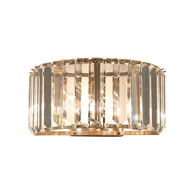 Lisslune | Modern Hemisphere Wall Lighting Faceted Crystal 1-Head Bedroom Wall Lamps in Gold