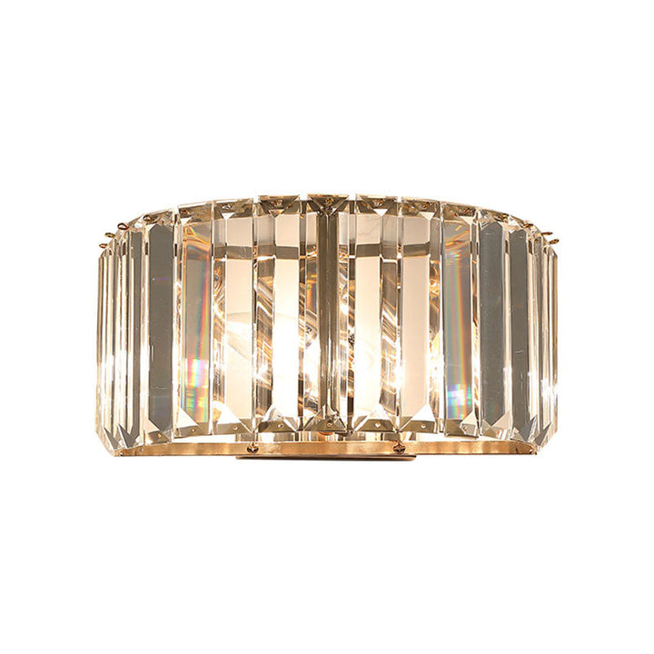 Lisslune | Modern Hemisphere Wall Lighting Faceted Crystal 1-Head Bedroom Wall Lamps in Gold