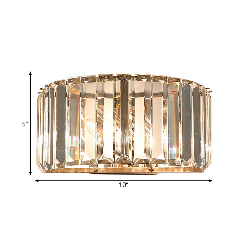 Lisslune | Modern Hemisphere Wall Lighting Faceted Crystal 1-Head Bedroom Wall Lamps in Gold