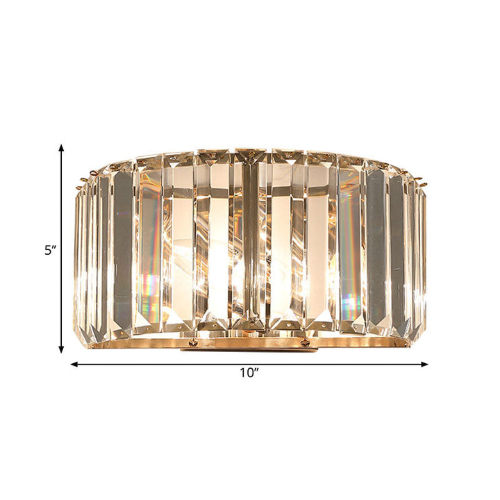 Lisslune | Modern Hemisphere Wall Lighting Faceted Crystal 1-Head Bedroom Wall Lamps in Gold