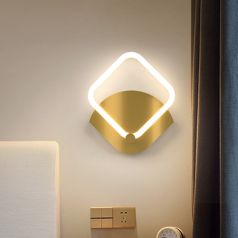 Lisslune | Gold LED Rhombus Flush Wall Sconce Modernism Acrylic Wall Lighting Ideas in Warm/White Light