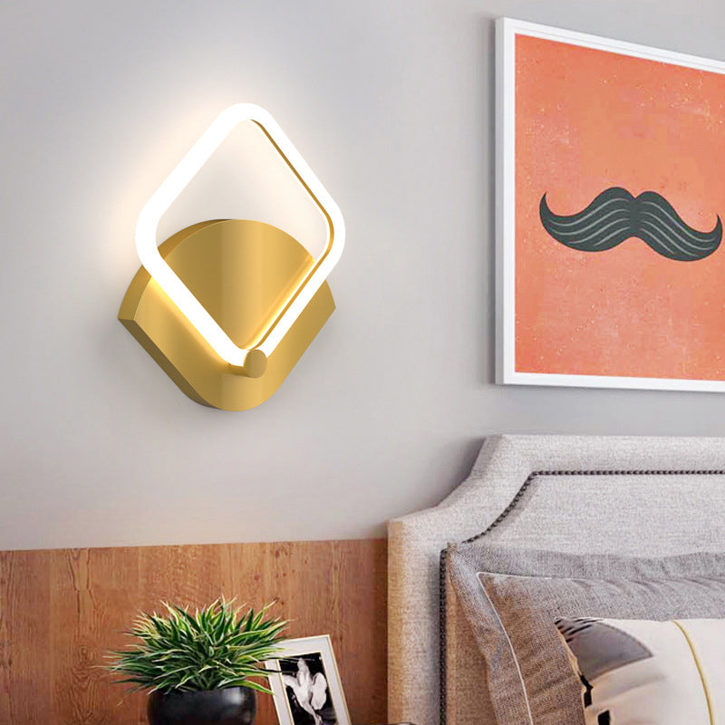 Lisslune | Gold LED Rhombus Flush Wall Sconce Modernism Acrylic Wall Lighting Ideas in Warm/White Light