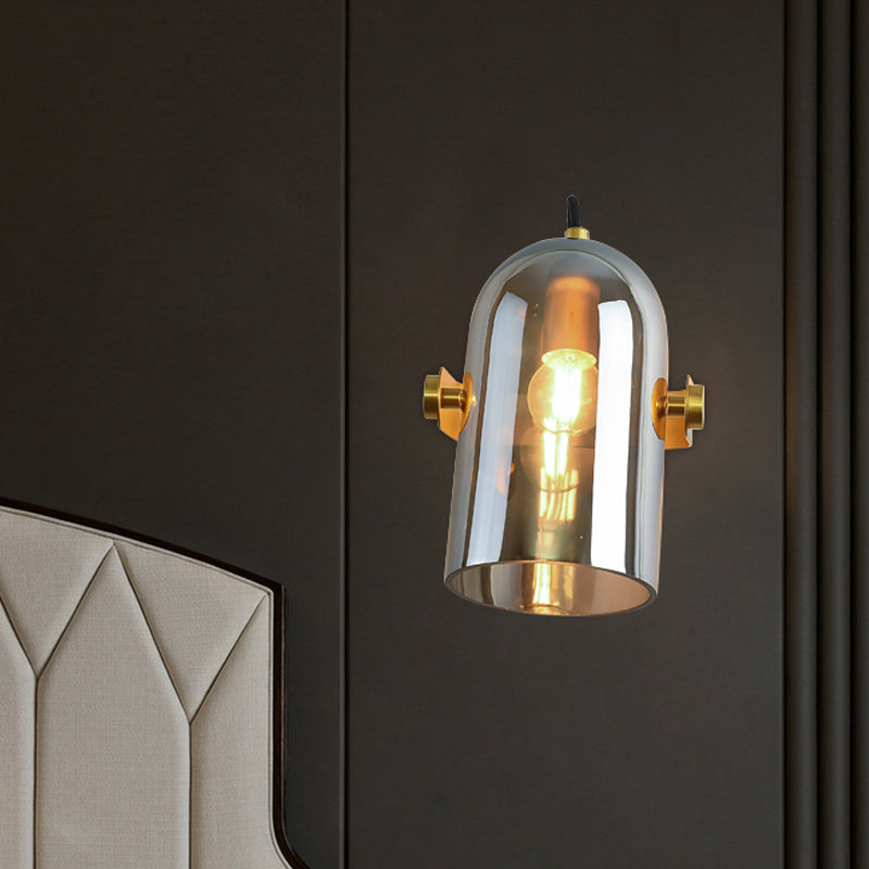 Lisslune | Swivel Shade Cloche Nightstand Wall Light Ideas Amber/Smoked Glass 1 Bulb Vintage Wall Mounted Light