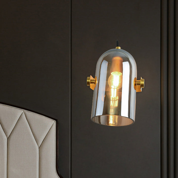 Lisslune | Swivel Shade Cloche Nightstand Wall Light Ideas Amber/Smoked Glass 1 Bulb Vintage Wall Mounted Light