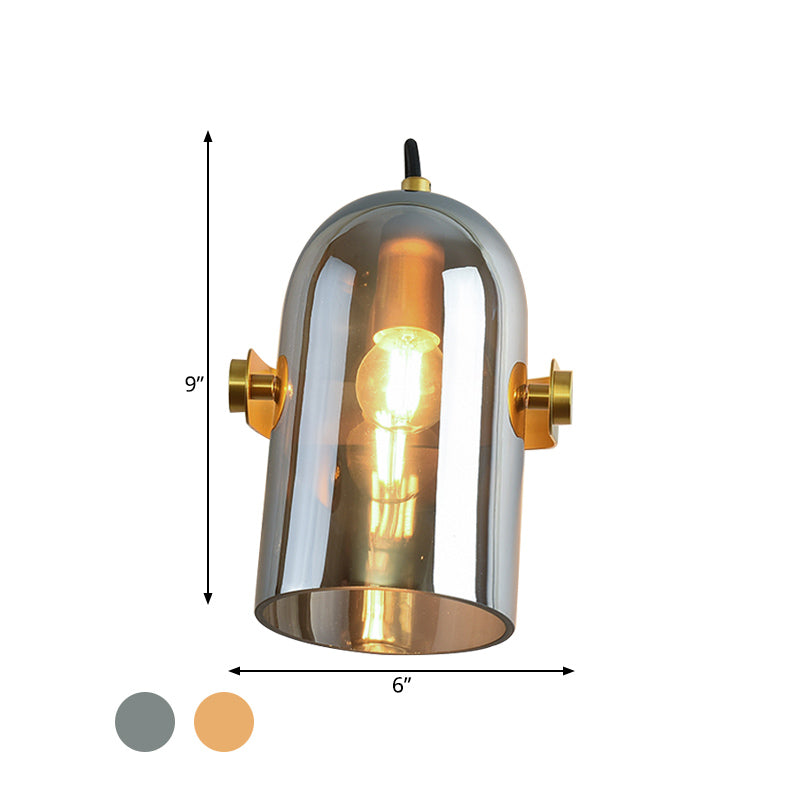 Lisslune | Swivel Shade Cloche Nightstand Wall Light Ideas Amber/Smoked Glass 1 Bulb Vintage Wall Mounted Light