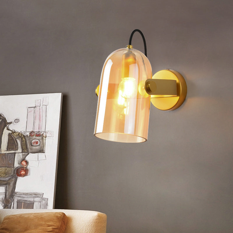 Lisslune | Swivel Shade Cloche Nightstand Wall Light Ideas Amber/Smoked Glass 1 Bulb Vintage Wall Mounted Light