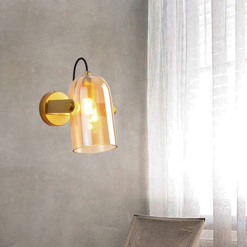 Lisslune | Swivel Shade Cloche Nightstand Wall Light Ideas Amber/Smoked Glass 1 Bulb Vintage Wall Mounted Light