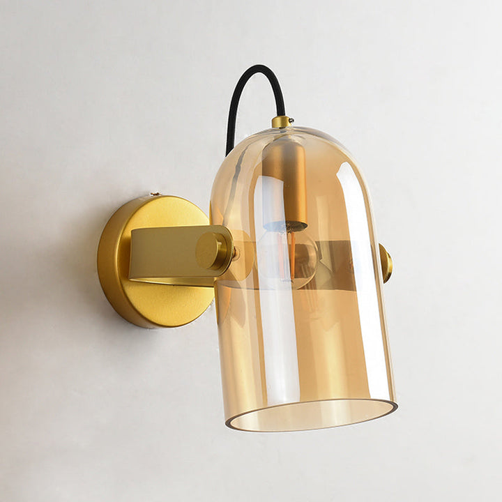 Lisslune | Swivel Shade Cloche Nightstand Wall Light Ideas Amber/Smoked Glass 1 Bulb Vintage Wall Mounted Light