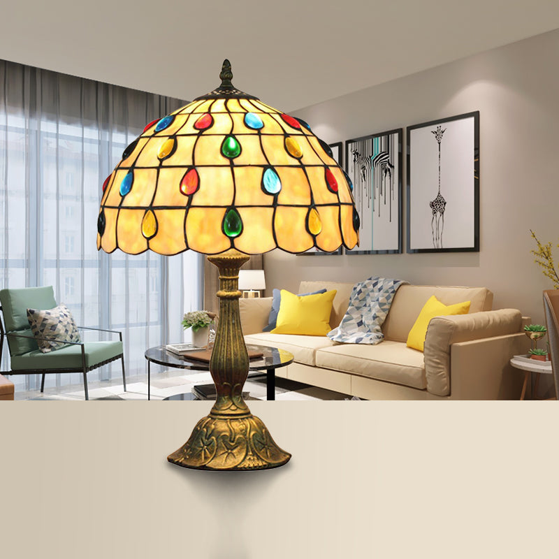 Lisslune | OpalGlow - Wide Shell Table Lamp with Droplet Jewelry