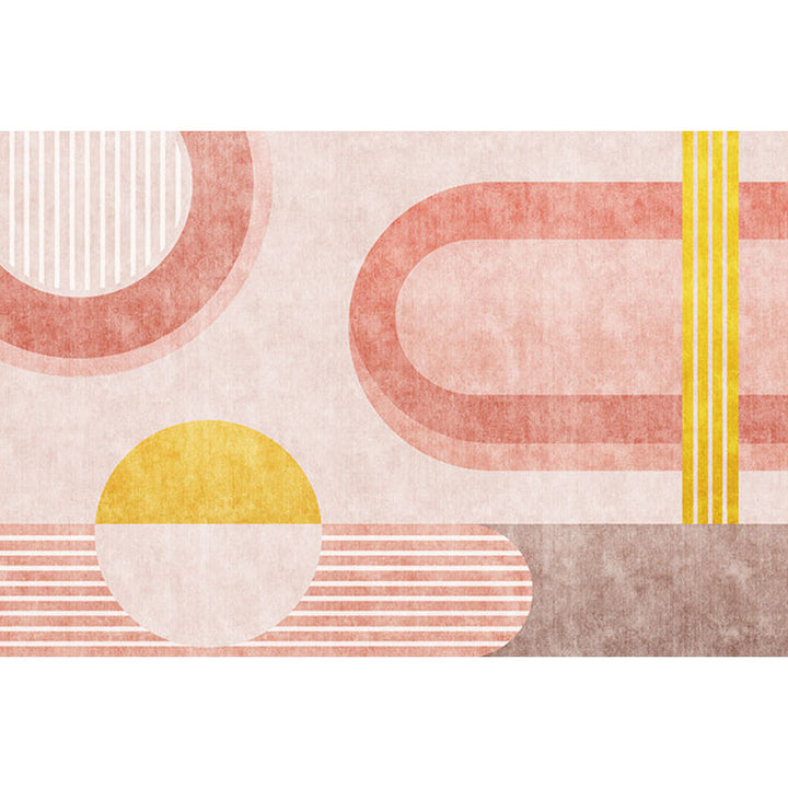 Lisslune | Stylish Orange Modernist Carpet Polyester Geometric Pattern Carpet Washable Pet-Friendly Non-Slip Carpet for the Living Room