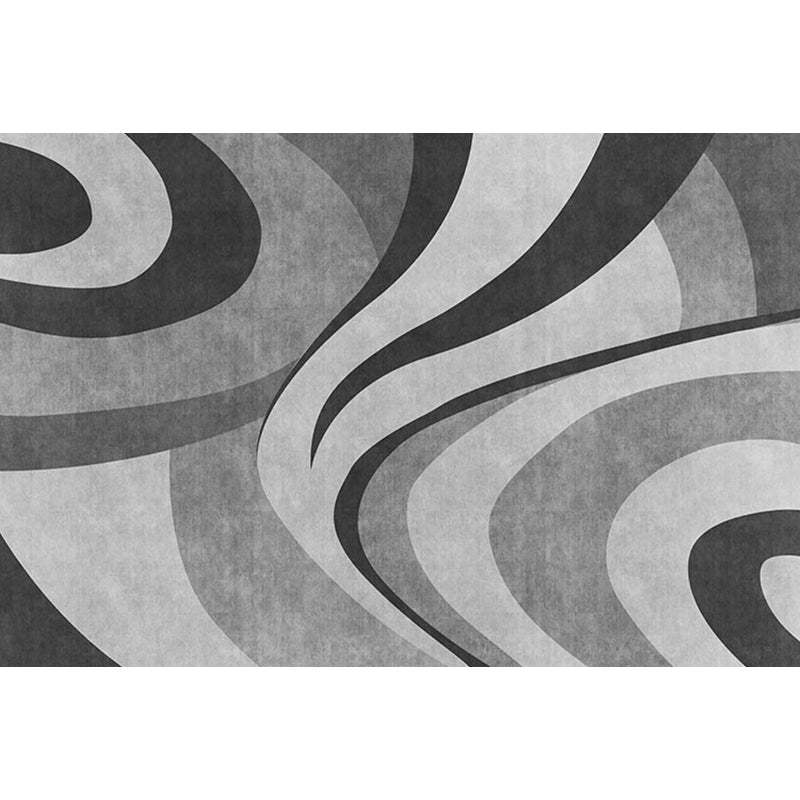 Lisslune | Stylish Modernism Carpet Gray and Red Swirl Striped Pattern Carpet Animal-Friendly Non-Slip Washable Area Carpet for Decoration
