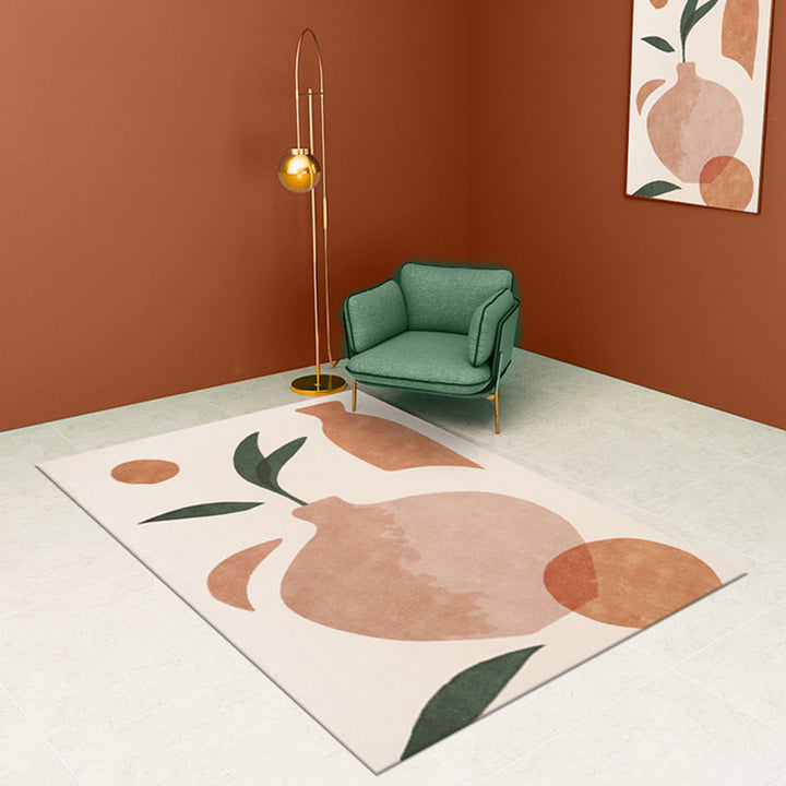 Lisslune | Orange Bottle Pattern Rug Polyester Modern Rug Washable Non-Slip Pet-Friendly Rug for the Living Room