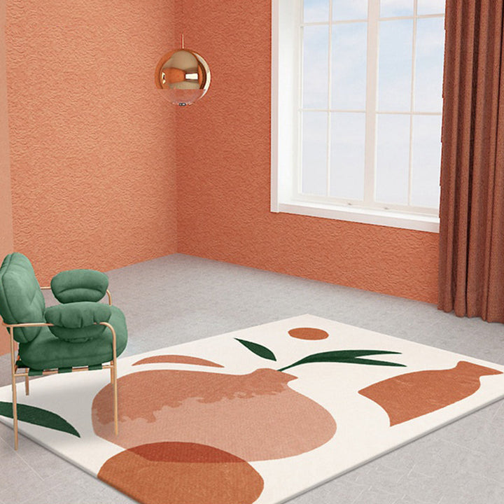 Lisslune | Orange Bottle Pattern Rug Polyester Modern Rug Washable Non-Slip Pet-Friendly Rug for the Living Room