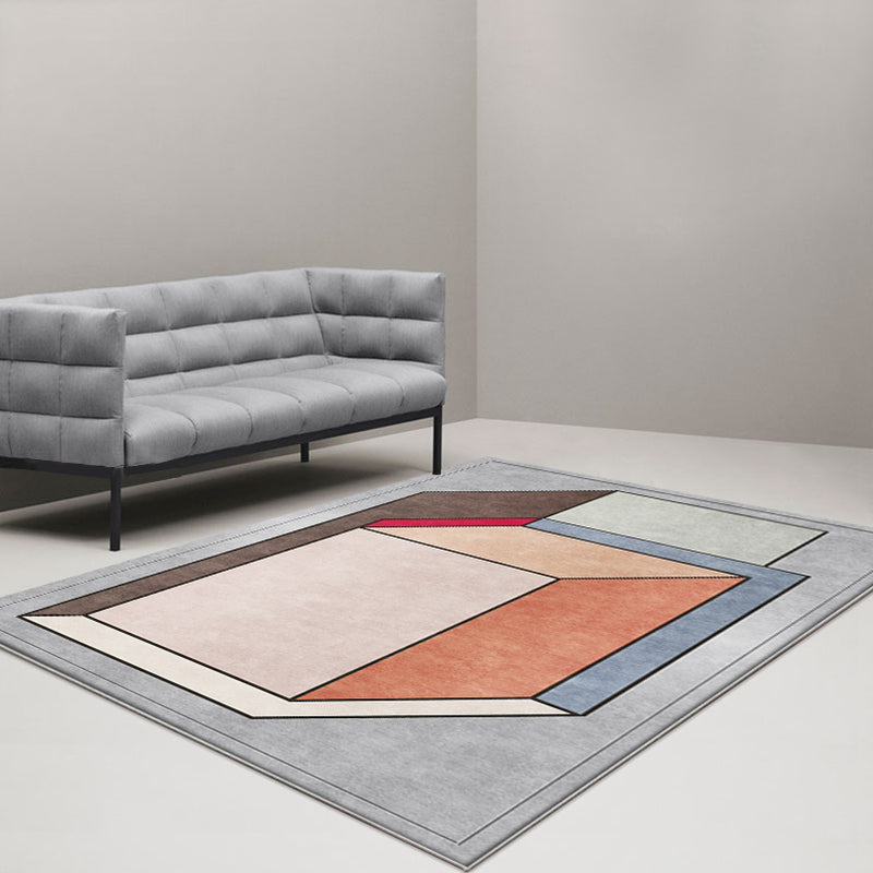 Lisslune | Funky Nordic Rug Gray and Blue 3D Geometric Pattern Rug Pet-Friendly Non-Slip Washable Area Rug for Decoration