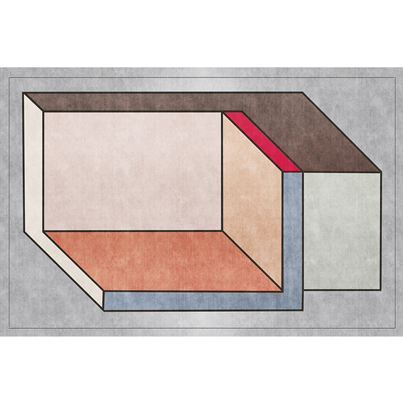 Lisslune | Funky Nordic Rug Gray and Blue 3D Geometric Pattern Rug Pet-Friendly Non-Slip Washable Area Rug for Decoration