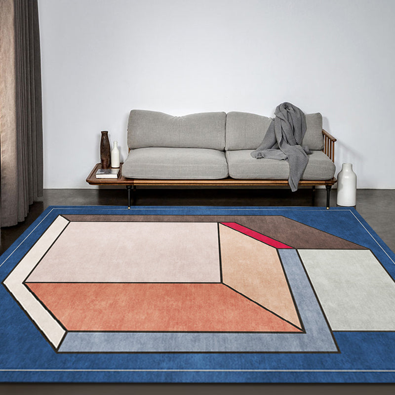Lisslune | Funky Nordic Rug Gray and Blue 3D Geometric Pattern Rug Pet-Friendly Non-Slip Washable Area Rug for Decoration