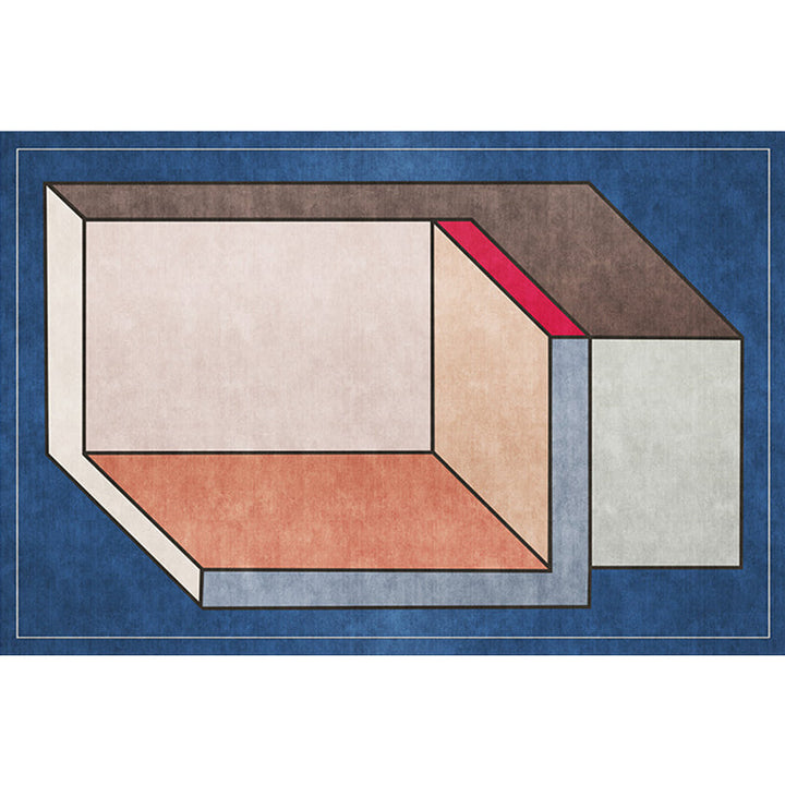 Lisslune | Funky Nordic Rug Gray and Blue 3D Geometric Pattern Rug Pet-Friendly Non-Slip Washable Area Rug for Decoration