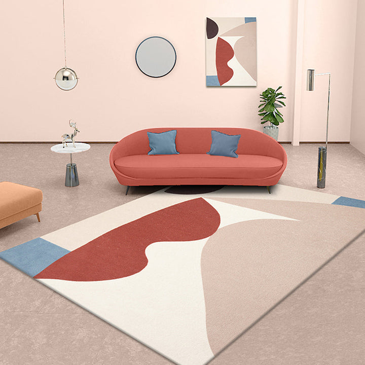 Lisslune | Unique Multicolor Modernist Carpet Polyester Color Block Carpet Washable Pet Friendly Non-Slip Rug for Living Room