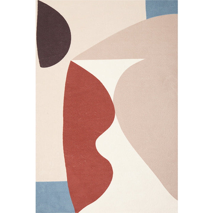 Lisslune | Unique Multicolor Modernist Carpet Polyester Color Block Carpet Washable Pet Friendly Non-Slip Rug for Living Room