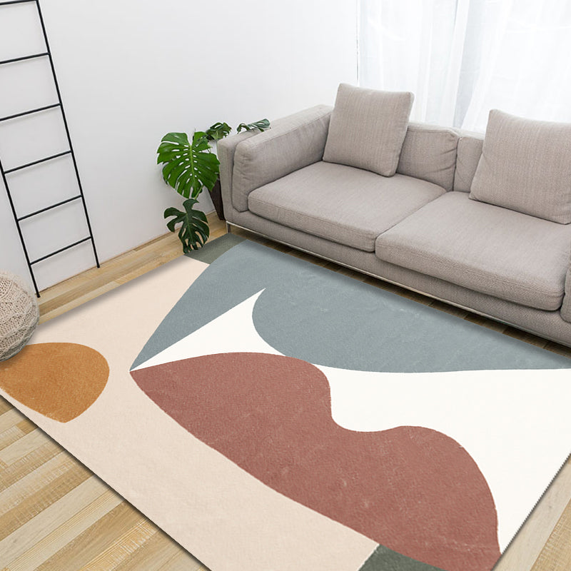 Lisslune | Unique Multicolor Modernist Carpet Polyester Color Block Carpet Washable Pet Friendly Non-Slip Rug for Living Room