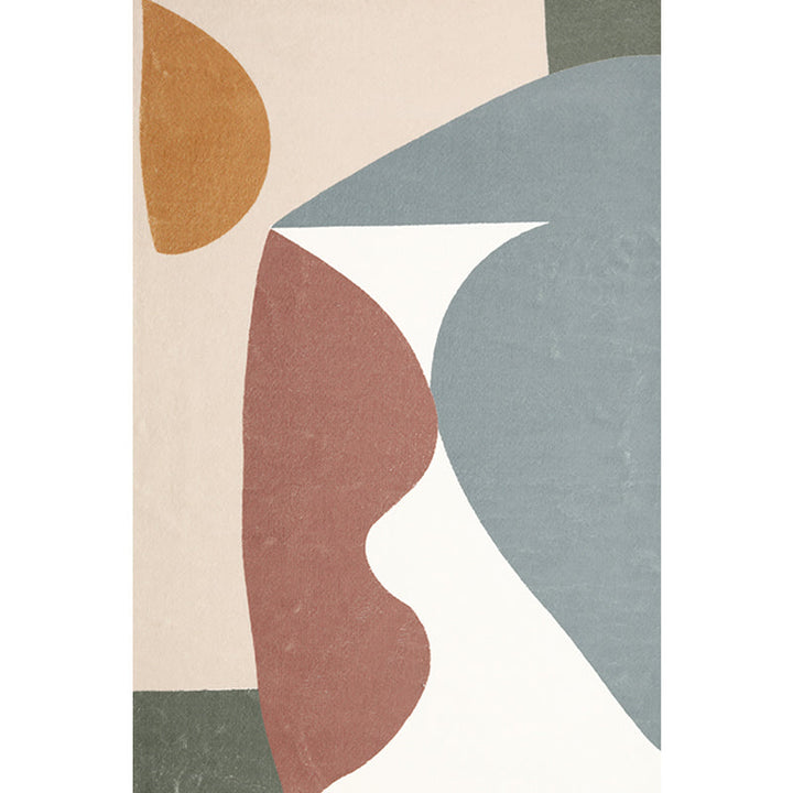 Lisslune | Unique Multicolor Modernist Carpet Polyester Color Block Carpet Washable Pet Friendly Non-Slip Rug for Living Room