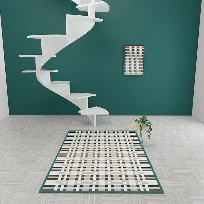 Lisslune | Simple Multicolor Modernist Carpet Polyester Geometric and Checkered Pattern Carpet Washable Pet-Friendly Non-Slip Carpet for the Living Room