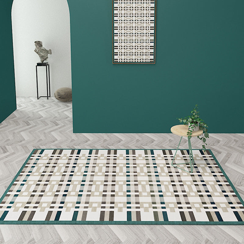 Lisslune | Simple Multicolor Modernist Carpet Polyester Geometric and Checkered Pattern Carpet Washable Pet-Friendly Non-Slip Carpet for the Living Room
