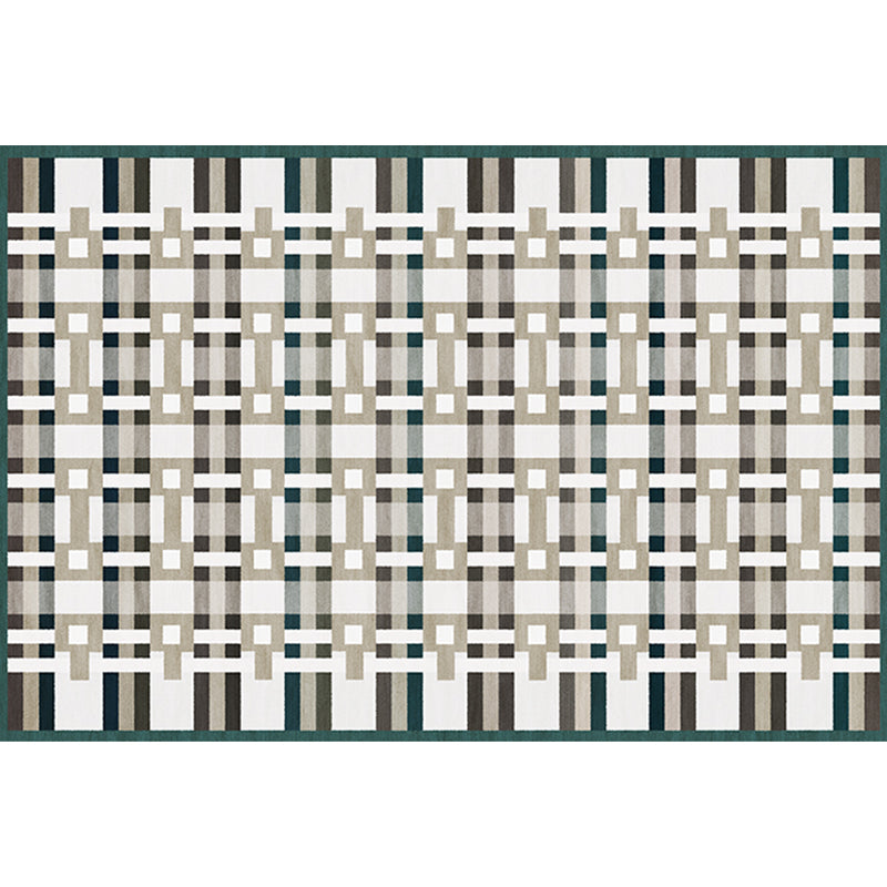 Lisslune | Simple Multicolor Modernist Carpet Polyester Geometric and Checkered Pattern Carpet Washable Pet-Friendly Non-Slip Carpet for the Living Room