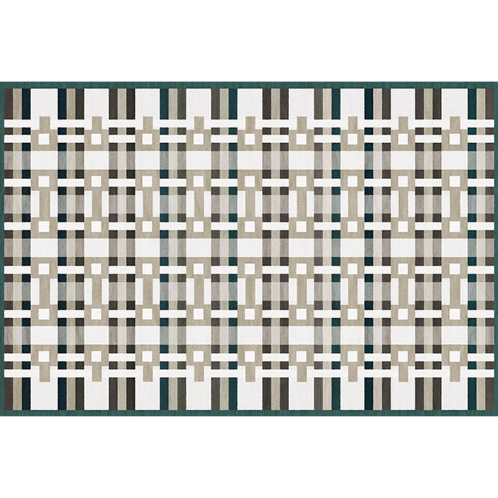 Lisslune | Simple Multicolor Modernist Carpet Polyester Geometric and Checkered Pattern Carpet Washable Pet-Friendly Non-Slip Carpet for the Living Room