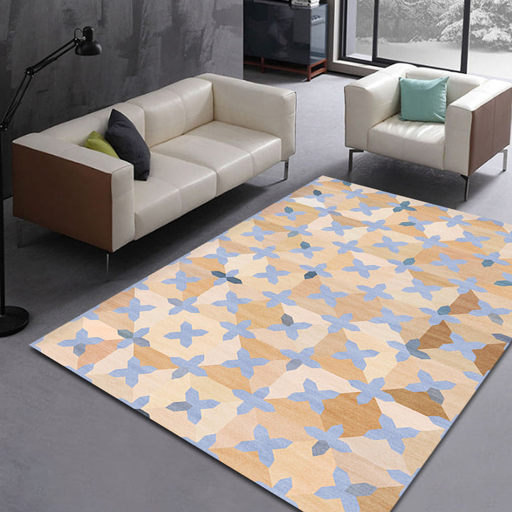 Lisslune | Simple Multicolor Modernist Carpet Polyester Geometric and Checkered Pattern Carpet Washable Pet-Friendly Non-Slip Carpet for the Living Room